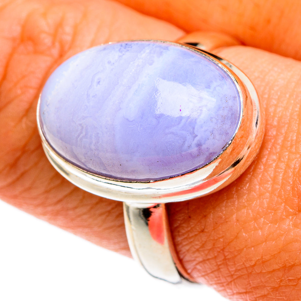 Blue Lace Agate Rings handcrafted by Ana Silver Co - RING77875