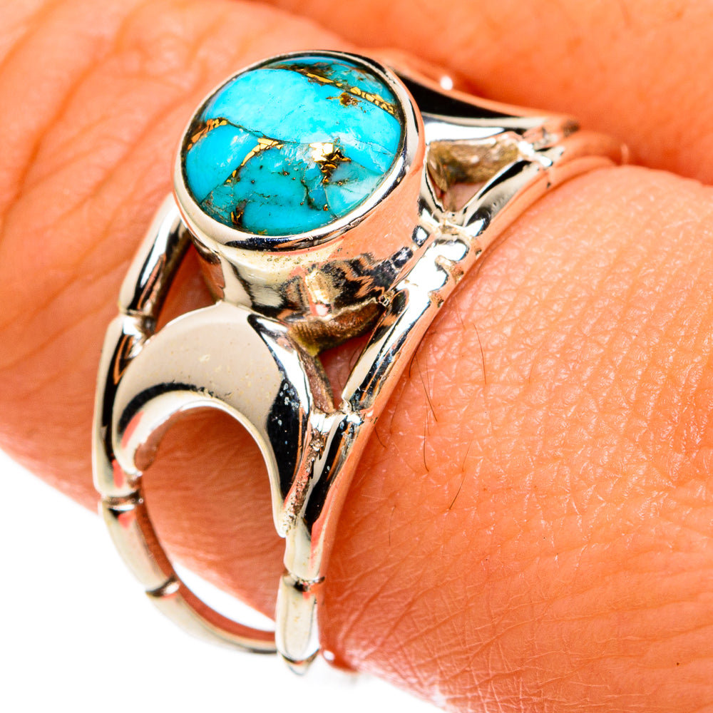 Blue Copper Composite Turquoise Rings handcrafted by Ana Silver Co - RING77881