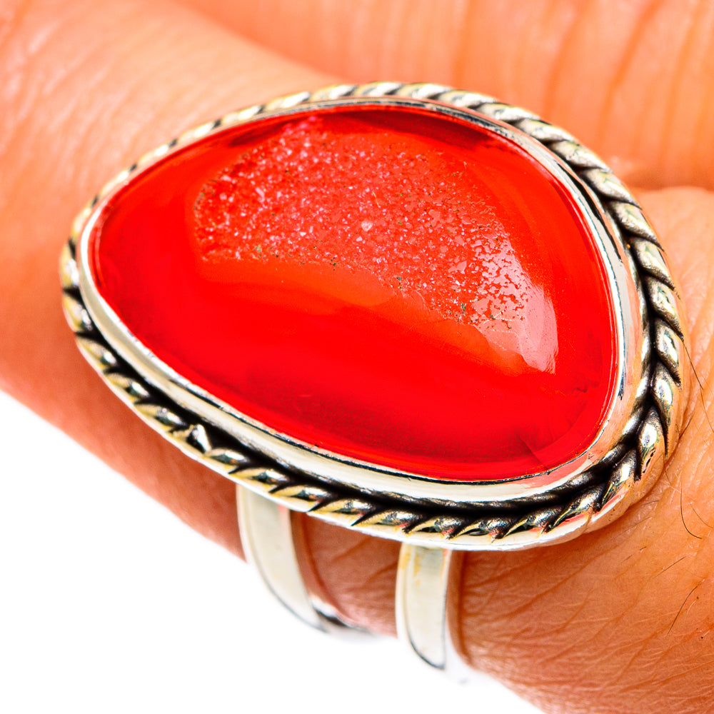 Orange Agate Druzy Rings handcrafted by Ana Silver Co - RING77889
