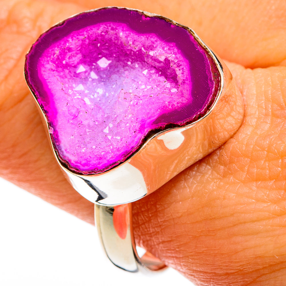 Pink Geode Slice Rings handcrafted by Ana Silver Co - RING77924