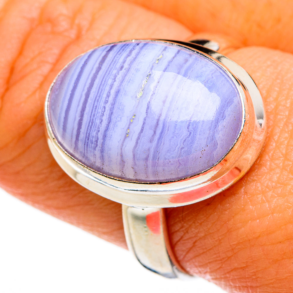 Blue Lace Agate Rings handcrafted by Ana Silver Co - RING77936