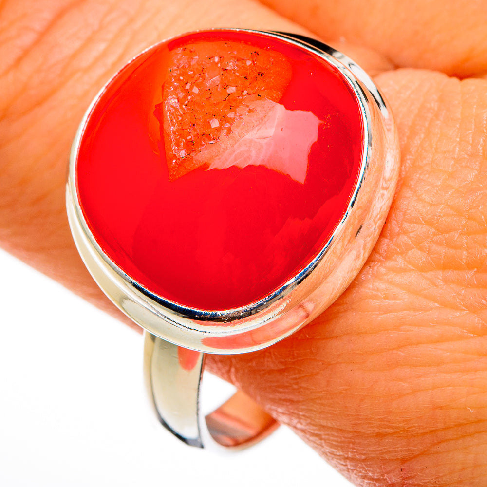 Red Agate Druzy Rings handcrafted by Ana Silver Co - RING77954