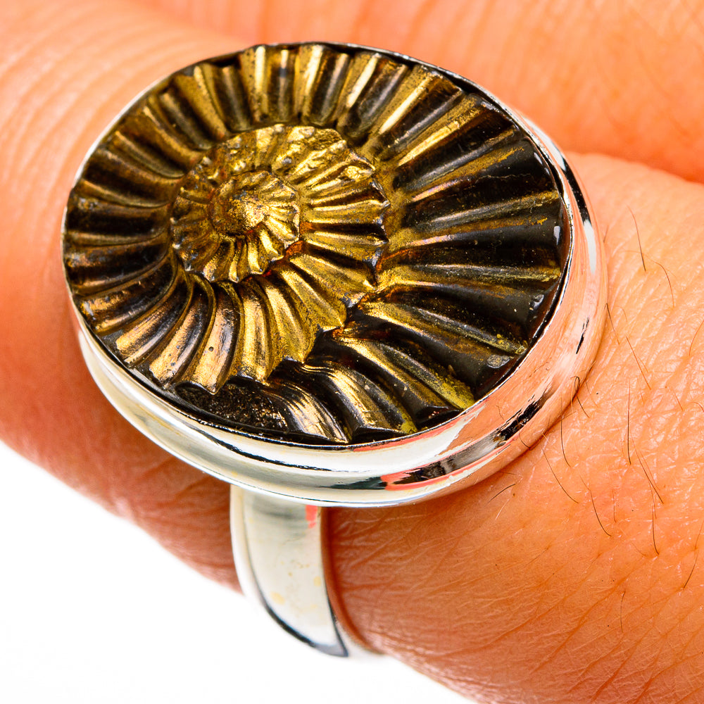 Pyrite Fossil Rings handcrafted by Ana Silver Co - RING77965