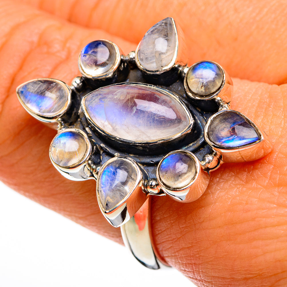 Rainbow Moonstone Rings handcrafted by Ana Silver Co - RING77973