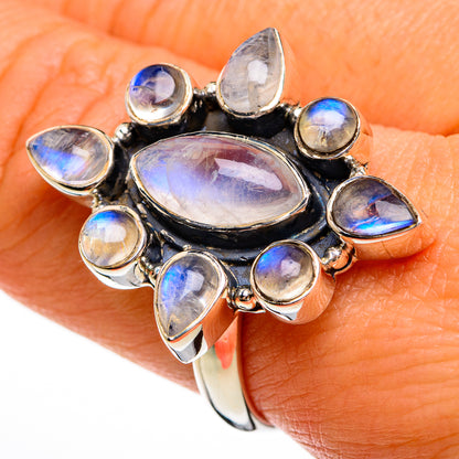 Rainbow Moonstone Rings handcrafted by Ana Silver Co - RING77973