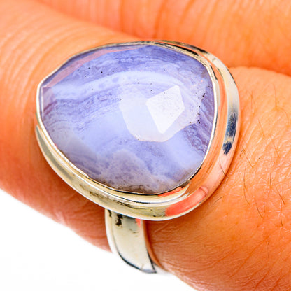 Blue Lace Agate Rings handcrafted by Ana Silver Co - RING77975