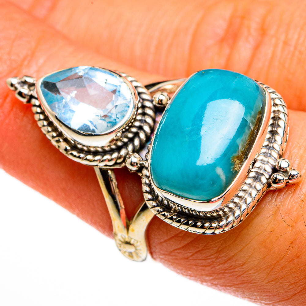 Larimar, Blue Topaz Rings handcrafted by Ana Silver Co - RING77985