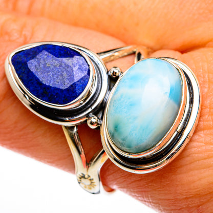 Larimar, Lapis Lazuli Rings handcrafted by Ana Silver Co - RING77986