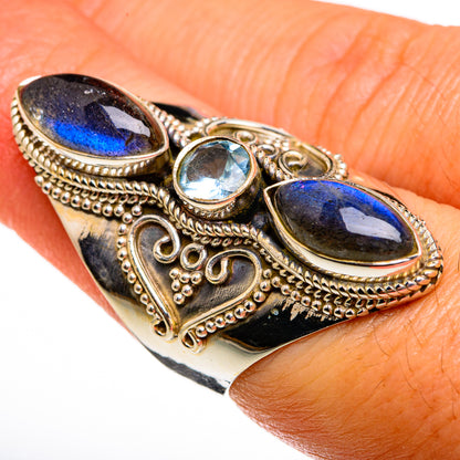 Labradorite, Blue Topaz Rings handcrafted by Ana Silver Co - RING77987