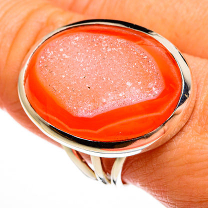 Orange Agate Druzy Rings handcrafted by Ana Silver Co - RING78002