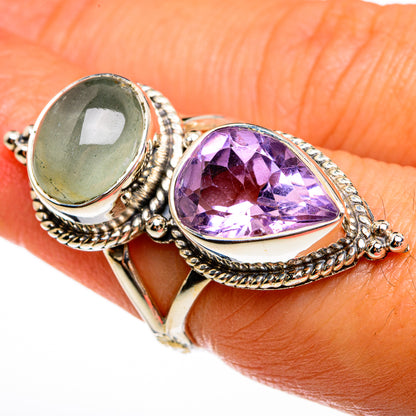 Amethyst, Aquamarine Rings handcrafted by Ana Silver Co - RING78016