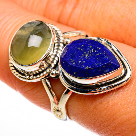 Prehnite, Lapis Lazuli Rings handcrafted by Ana Silver Co - RING78018