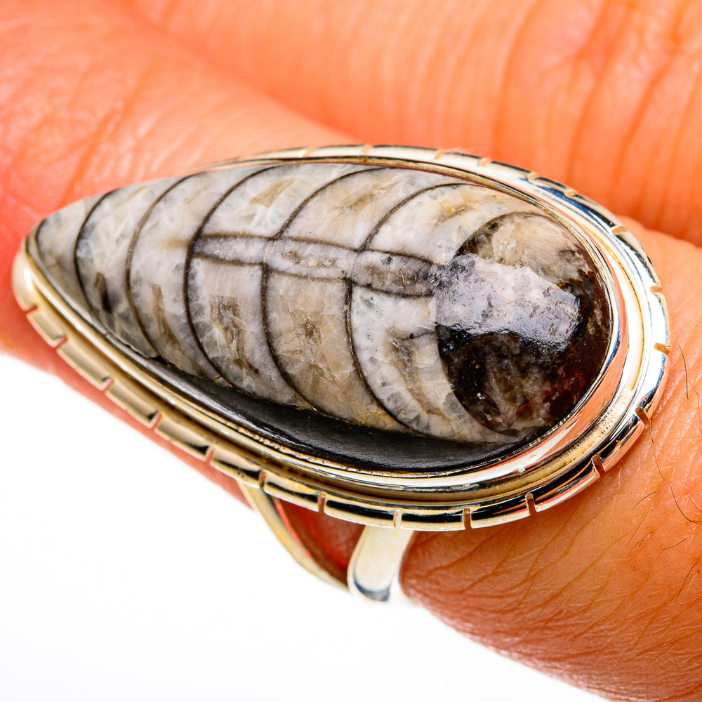 Orthoceras Fossil Rings handcrafted by Ana Silver Co - RING78026
