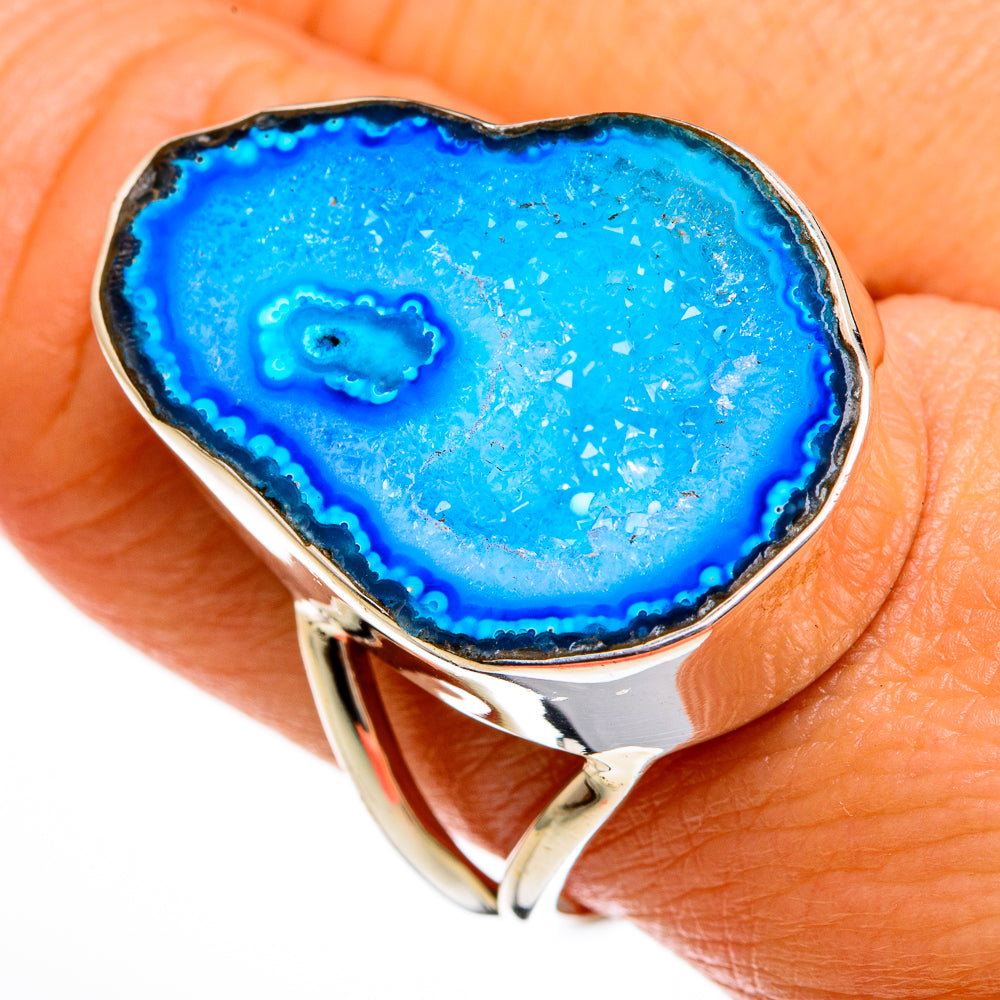 Blue Geode Slice Rings handcrafted by Ana Silver Co - RING78027