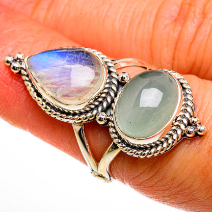 Rainbow Moonstone Rings handcrafted by Ana Silver Co - RING78033