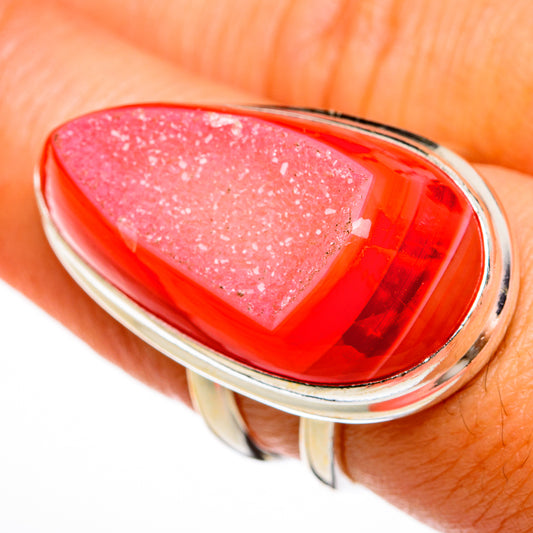 Pink Agate Druzy Rings handcrafted by Ana Silver Co - RING78048