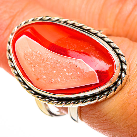 Red Agate Druzy Rings handcrafted by Ana Silver Co - RING78087