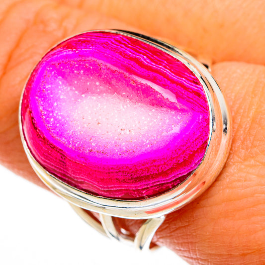 Pink Agate Druzy Rings handcrafted by Ana Silver Co - RING78091