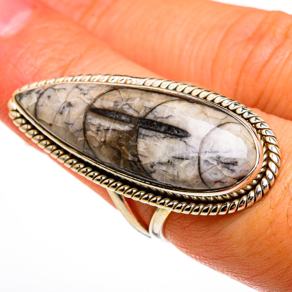 Orthoceras Fossil Rings handcrafted by Ana Silver Co - RING78143