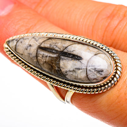 Orthoceras Fossil Rings handcrafted by Ana Silver Co - RING78143