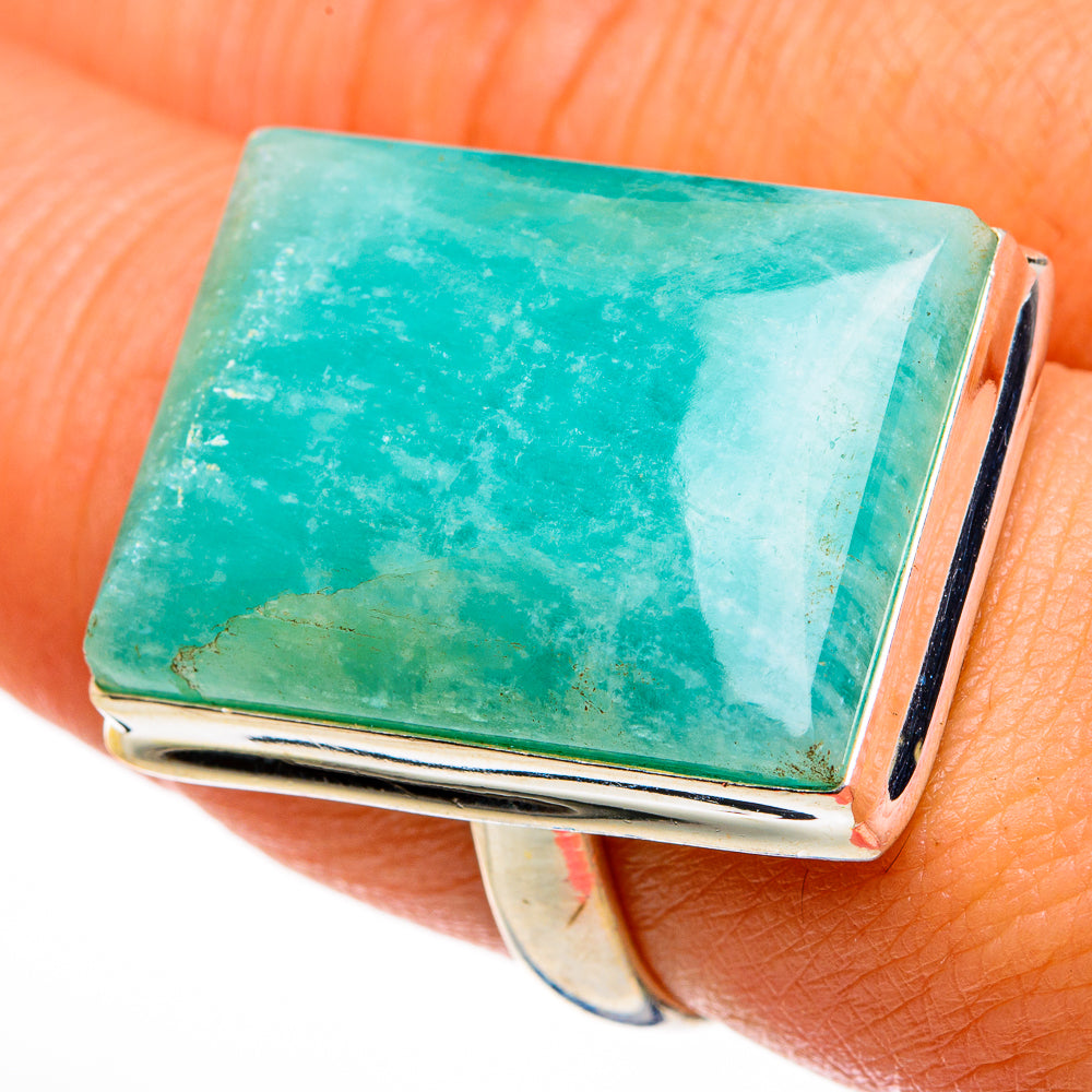 Peruvian Amazonite Rings handcrafted by Ana Silver Co - RING78155