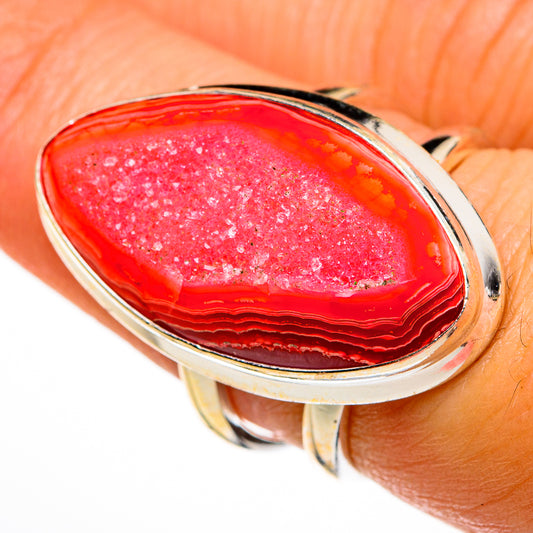 Pink Agate Druzy Rings handcrafted by Ana Silver Co - RING78163