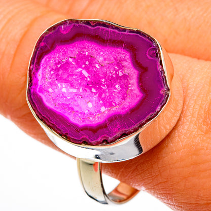 Pink Geode Slice Rings handcrafted by Ana Silver Co - RING78165