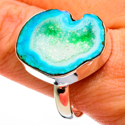 Blue Geode Slice Rings handcrafted by Ana Silver Co - RING78190