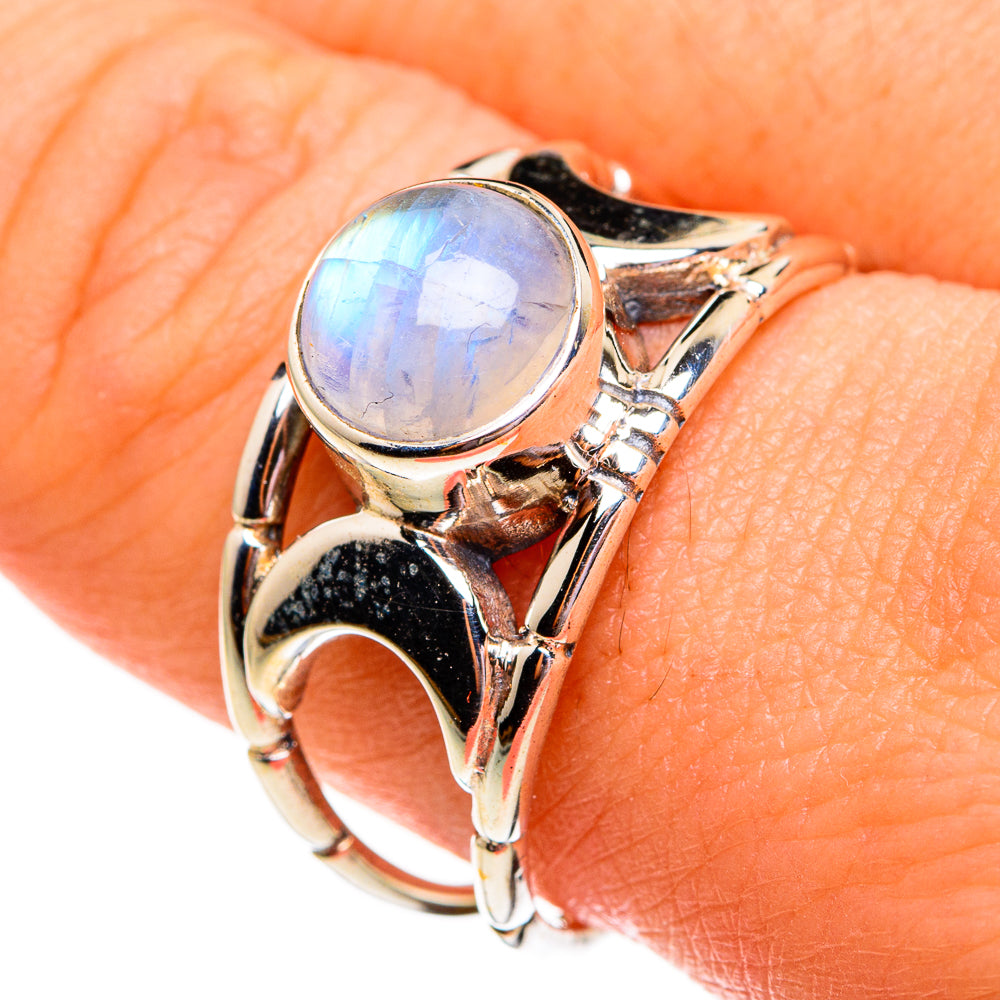 Rainbow Moonstone Rings handcrafted by Ana Silver Co - RING78208