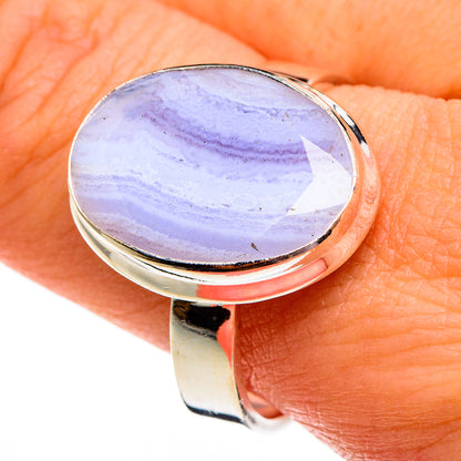 Blue Lace Agate Rings handcrafted by Ana Silver Co - RING78209