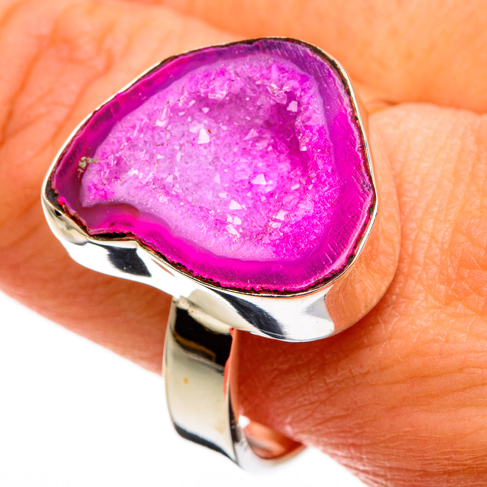 Pink Geode Slice Rings handcrafted by Ana Silver Co - RING78227