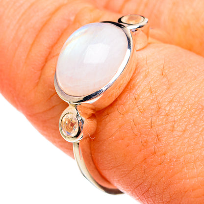 Rainbow Moonstone Rings handcrafted by Ana Silver Co - RING78233