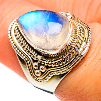 Rainbow Moonstone Rings handcrafted by Ana Silver Co - RING78235