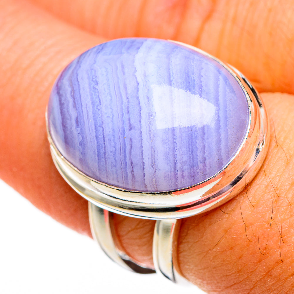 Blue Lace Agate Rings handcrafted by Ana Silver Co - RING78236
