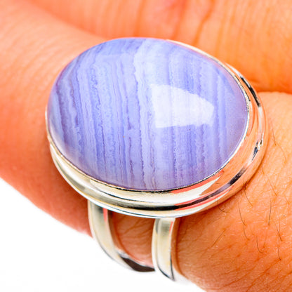 Blue Lace Agate Rings handcrafted by Ana Silver Co - RING78236