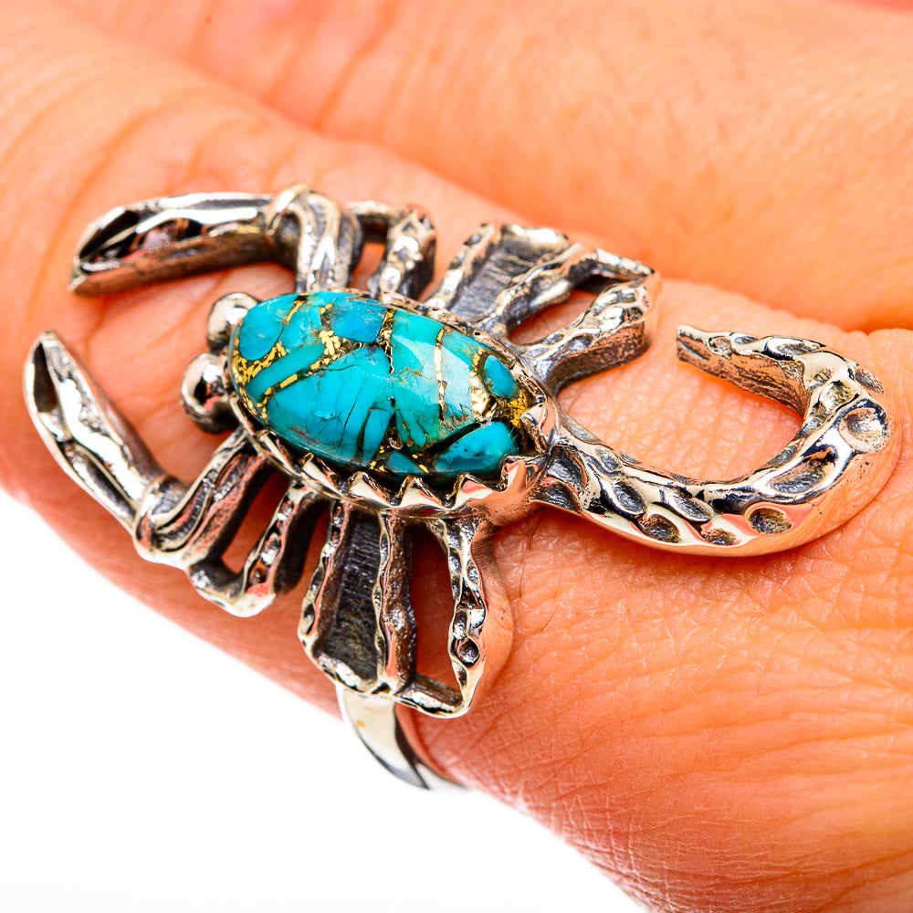 Blue Copper Composite Turquoise Rings handcrafted by Ana Silver Co - RING78247