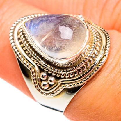 Rainbow Moonstone Rings handcrafted by Ana Silver Co - RING78266
