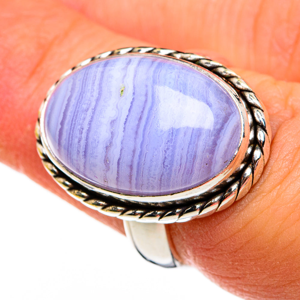 Blue Lace Agate Rings handcrafted by Ana Silver Co - RING78267
