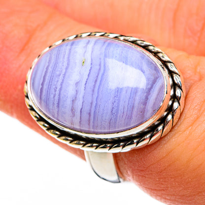 Blue Lace Agate Rings handcrafted by Ana Silver Co - RING78267