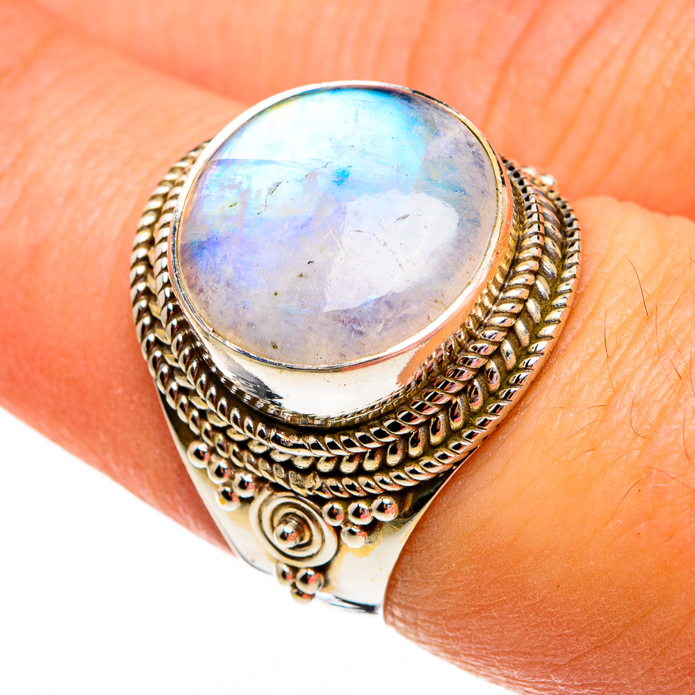 Rainbow Moonstone Rings handcrafted by Ana Silver Co - RING78269