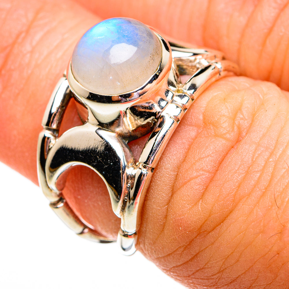 Rainbow Moonstone Rings handcrafted by Ana Silver Co - RING78295