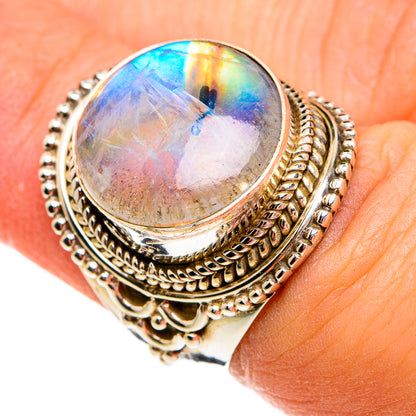 Rainbow Moonstone Rings handcrafted by Ana Silver Co - RING78296