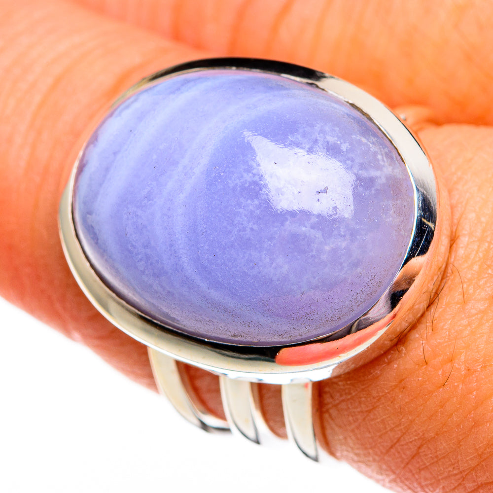 Blue Lace Agate Rings handcrafted by Ana Silver Co - RING78297