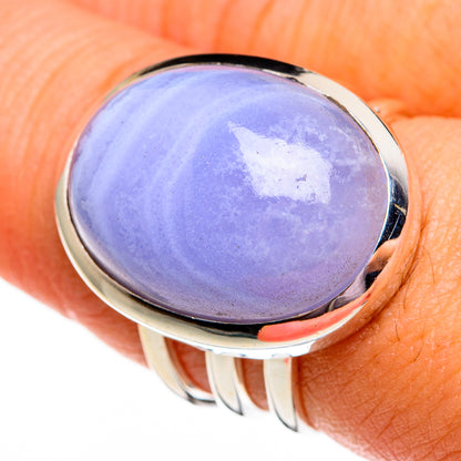 Blue Lace Agate Rings handcrafted by Ana Silver Co - RING78297
