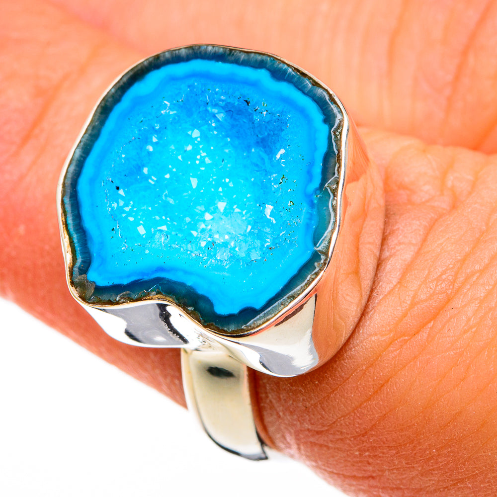 Blue Geode Slice Rings handcrafted by Ana Silver Co - RING78304