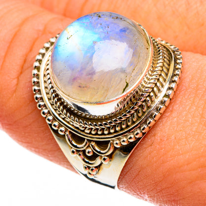 Rainbow Moonstone Rings handcrafted by Ana Silver Co - RING78321