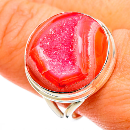 Pink Agate Druzy Rings handcrafted by Ana Silver Co - RING78332