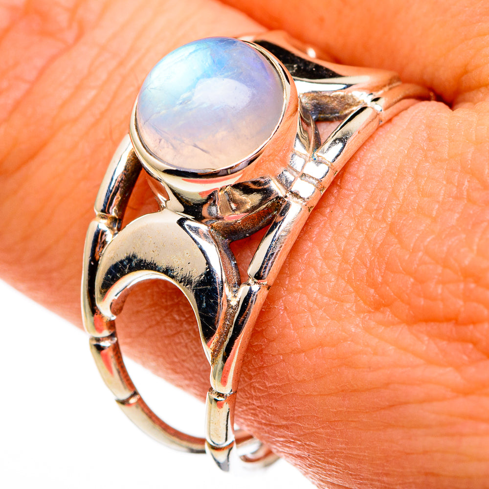 Rainbow Moonstone Rings handcrafted by Ana Silver Co - RING78346