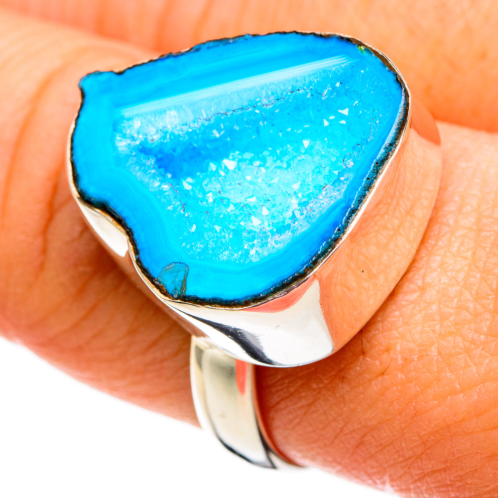 Blue Geode Slice Rings handcrafted by Ana Silver Co - RING78349
