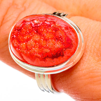Red Agate Druzy Rings handcrafted by Ana Silver Co - RING78354